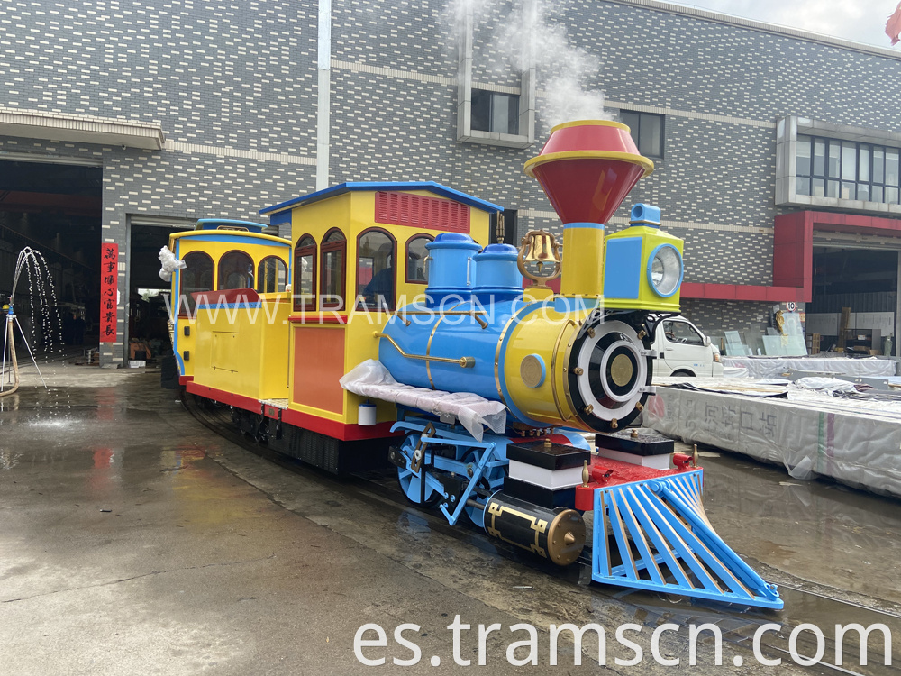 Park Trains colourful newest style cars in workshop